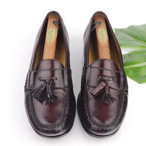 Cole Haan Mens Pinch Loafers Size 12 M Burgundy Tasseled Moc Toe Dress Shoes